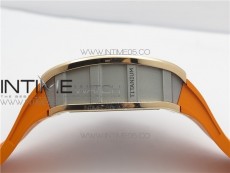 RM011-FM RG CHRONOGRAPH RG CASE KVF 1:1 BEST EDITION CRYSTAL SKELETON DIAL ON ORANGE RUBBER STRAP A7750