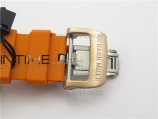 RM011-FM RG CHRONOGRAPH RG CASE KVF 1:1 BEST EDITION CRYSTAL SKELETON DIAL ON ORANGE RUBBER STRAP A7750