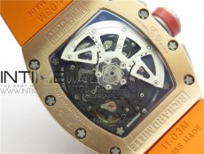 RM011-FM RG CHRONOGRAPH RG CASE KVF 1:1 BEST EDITION CRYSTAL SKELETON DIAL ON ORANGE RUBBER STRAP A7750