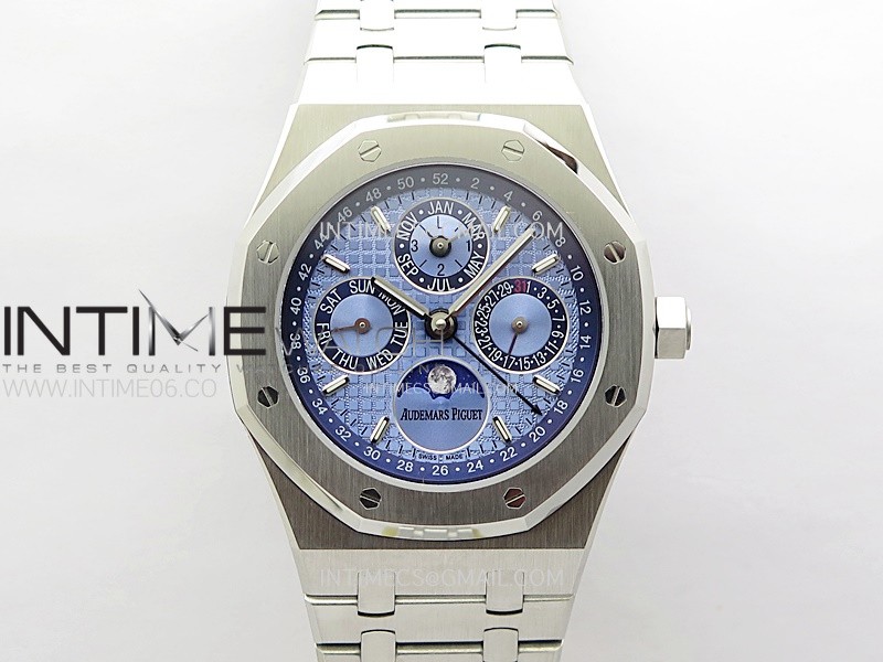 Royal Oak 41mm Complicated 26574 SS BBR Best Edition Ice Blue Dial on SS Bracelet A5134