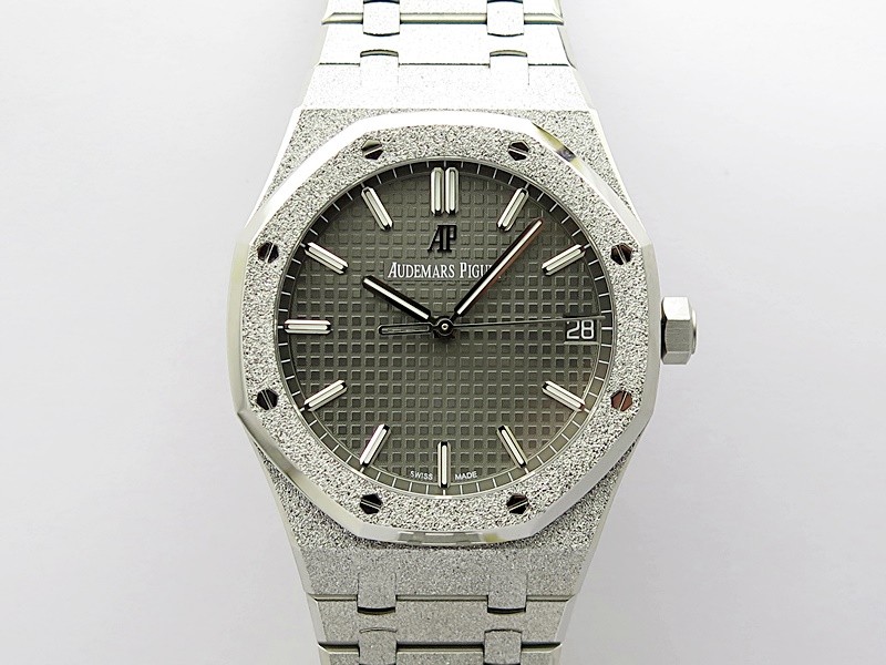 Royal Oak 41mm 15500 Frosted SS APSF 1:1 Best Edition Gray Textured Dial on Frosted SS Bracelet SA4302 Super Clone