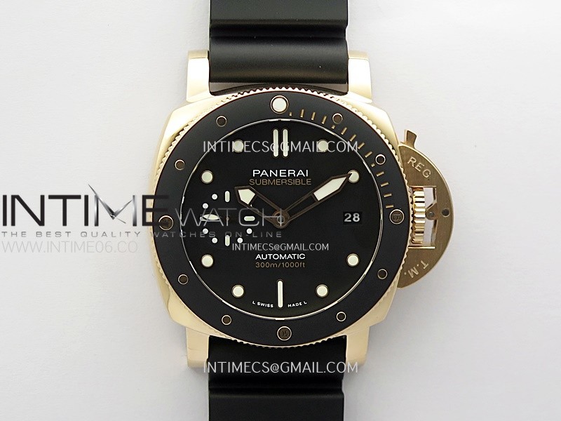 PAM2164 Luminor Submersible 42mm RG VSF 1:1 Best Edition on Black Rubber Strap Asian P900