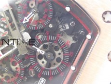RM011-FM RG CHRONOGRAPH RG CASE KVF 1:1 BEST EDITION CRYSTAL SKELETON DIAL ON BLACK RUBBER STRAP A7750