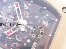 RM011-FM RG CHRONOGRAPH RG CASE KVF 1:1 BEST EDITION CRYSTAL SKELETON DIAL ON BLACK RUBBER STRAP A7750