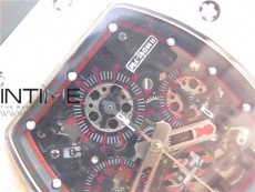 RM011-FM RG CHRONOGRAPH RG CASE KVF 1:1 BEST EDITION CRYSTAL SKELETON DIAL ON BLACK RUBBER STRAP A7750