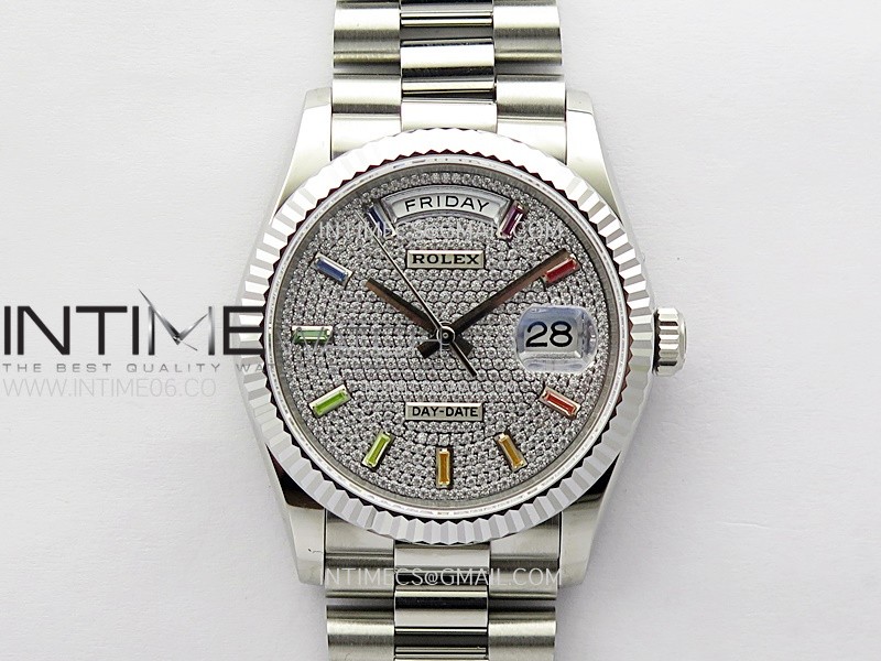 Day Date 36mm Gain Weight SS/tungsten APSF 1:1 Best Edition Diamond Dial on SS President Bracelet A3255