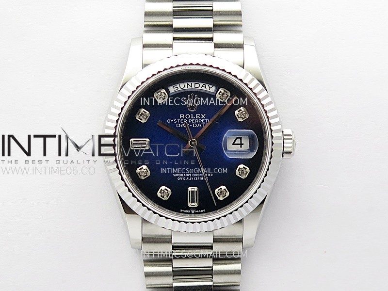 Day Date 36mm Gain Weight SS/tungsten APSF 1:1 Best Edition Gradient Blue Dial Diamond Markers on SS President Bracelet A3255