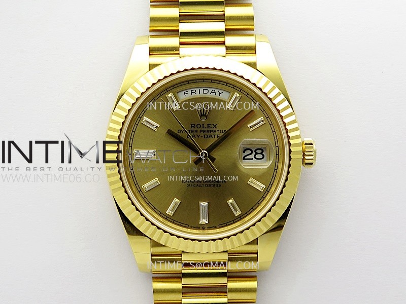 Day Date 228238 40mm 904L YG 1:1 AR+F Best Edition Gold Dial T Diamonds Markers on YG President Bracelet SA3255