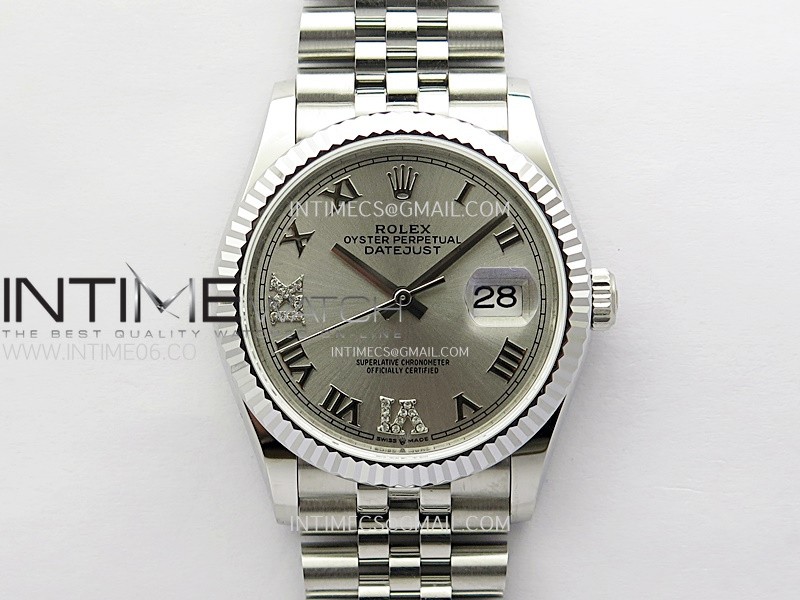 DateJust 36MM 126234 SS APSF 1:1 Best Edition Silver Dial Roman Markers on SS Jubilee Bracelet SA3235