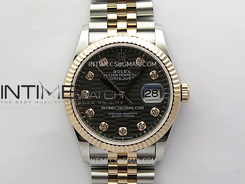 DateJust 36MM 126231 SS/RG APSF 1:1 Best Edition Gray Fluted Dial Diamond Markers on SS/RG Jubilee Bracelet SA3235