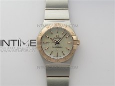 Constellation Ladies 27mm K11F 1:1 Best Edition SS/RG White MOP Dial Diamonds Markers on SS/RG Bracelet ETA Quartz