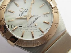 Constellation Ladies 27mm K11F 1:1 Best Edition SS/RG White MOP Dial Diamonds Markers on SS/RG Bracelet ETA Quartz