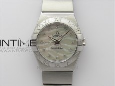 Constellation Ladies 27mm K11F 1:1 Best Edition SS White MOP Textured Dial Diamonds Markers on SS Bracelet ETA Quartz