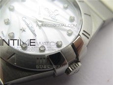 Constellation Ladies 27mm K11F 1:1 Best Edition SS White MOP Textured Dial Diamonds Markers on SS Bracelet ETA Quartz