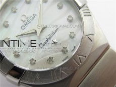 Constellation Ladies 27mm K11F 1:1 Best Edition SS White MOP Textured Dial Diamonds Markers on SS Bracelet ETA Quartz