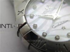 Constellation Ladies 27mm K11F 1:1 Best Edition SS White MOP Textured Dial Diamonds Markers on SS Bracelet ETA Quartz