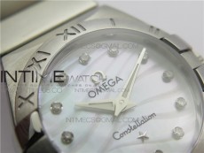 Constellation Ladies 27mm K11F 1:1 Best Edition SS White MOP Textured Dial Diamonds Markers on SS Bracelet ETA Quartz