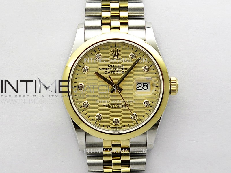 DateJust 36MM 126203 SS/YG APSF 1:1 Best Edition Gold Fluted Dial Diamond Markers on SS/YG Jubilee Bracelet SA3235