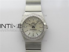 Constellation Ladies 27mm K11F 1:1 Best Edition SS Diamonds Bezel White MOP Dial Stick Markers on SS Bracelet ETA Quartz