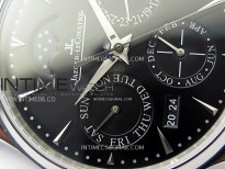 Master Ultra Thin Perpetual Calendar SS J Factory Best Edition Black Dial on Black Leather Strap A868