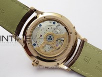 Master Ultra Thin Perpetual Calendar RG J Factory Best Edition Cream Dial on Brown Leather Strap A868