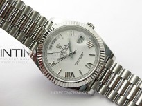 Day Date 228236 40mm 904L SS 1:1 AR+F Best Edition White Dial Roman Markers on SS President Bracelet SA3255
