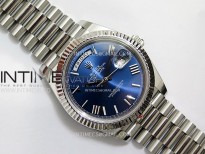 Day Date 228236 40mm 904L SS 1:1 AR+F Best Edition Blue Dial Roman Markers on SS President Bracelet SA3255