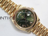 Day Date 228235 40mm 904L RG 1:1 AR+F Best Edition Green Dial Roman Markers on RG President Bracelet SA3255