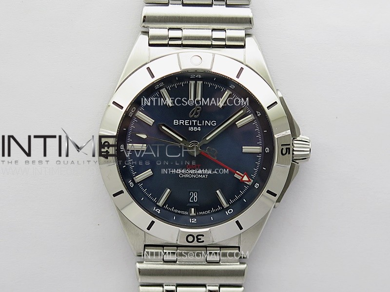 Chronomat 40mm GMT SS TWSF 1:1 Best Edition Blue Dial on SS Bracelet A2836