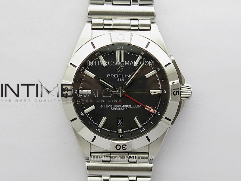 Chronomat 40mm GMT SS TWSF 1:1 Best Edition Black Dial on SS Bracelet A2836