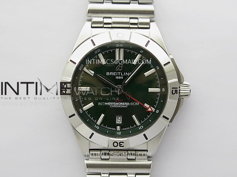 Chronomat 40mm GMT SS TWSF 1:1 Best Edition Green Dial on SS Bracelet A2836
