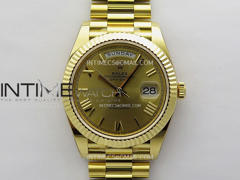 Day Date 228238 40mm 904L YG 1:1 AR+F Best Edition Gold Dial Roman Markers on YG President Bracelet SA3255 (Gain Weight)