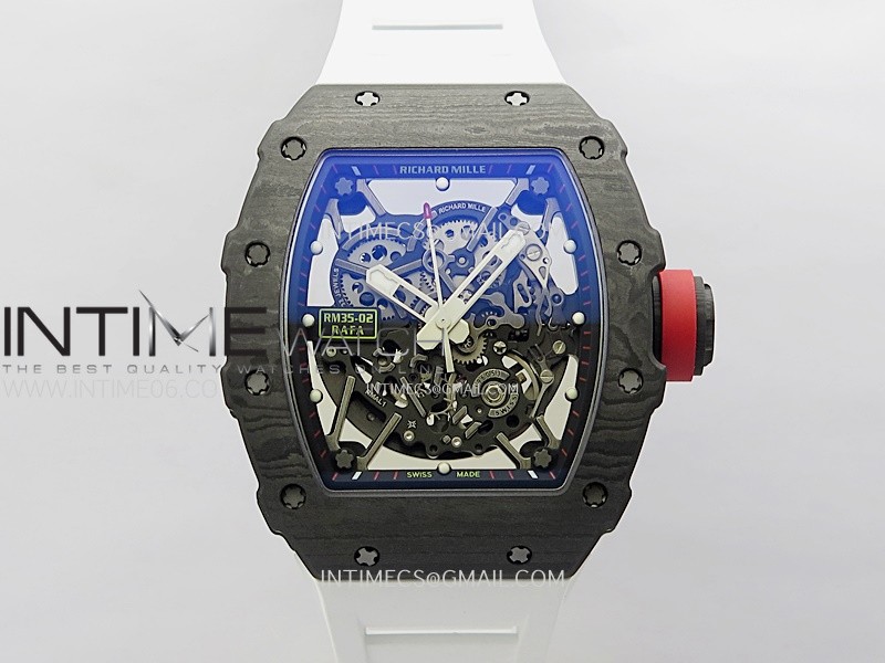 RM035-02 NTPT ZF 1:1 Best Edition Skeleton Dial on White Rubber Strap RMAL1 Super Clone V6