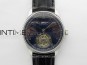 Portuguese Tourbillon SS AXF Blue Dial Sliver Numbers on Black Leather Strap