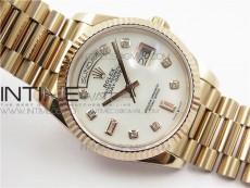 Day-Date 36 128239 RG BP Best Edition White MOP Crystal Markers Dial on RG President Bracelet