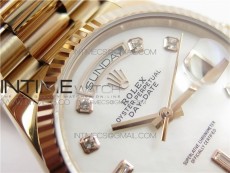 Day-Date 36 128239 RG BP Best Edition White MOP Crystal Markers Dial on RG President Bracelet