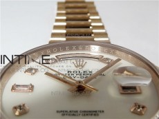 Day-Date 36 128239 RG BP Best Edition White MOP Crystal Markers Dial on RG President Bracelet