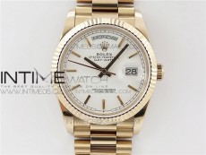 Day-Date 36 128239 RG BP Best Edition White Sticks Markers Dial on RG President Bracelet