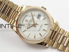 Day-Date 36 128239 RG BP Best Edition White Sticks Markers Dial on RG President Bracelet