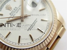 Day-Date 36 128239 RG BP Best Edition White Sticks Markers Dial on RG President Bracelet