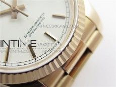 Day-Date 36 128239 RG BP Best Edition White Sticks Markers Dial on RG President Bracelet
