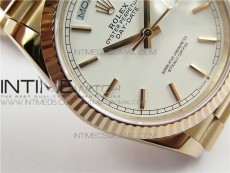 Day-Date 36 128239 RG BP Best Edition White Sticks Markers Dial on RG President Bracelet