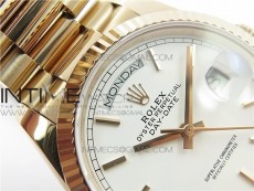 Day-Date 36 128239 RG BP Best Edition White Sticks Markers Dial on RG President Bracelet