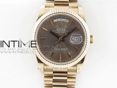 Day-Date 36 128239 RG BP Best Edition Gray Sticks Markers Dial on RG President Bracelet