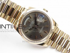 Day-Date 36 128239 RG BP Best Edition Gray Sticks Markers Dial on RG President Bracelet