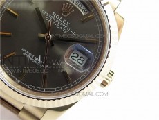Day-Date 36 128239 RG BP Best Edition Gray Sticks Markers Dial on RG President Bracelet