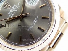 Day-Date 36 128239 RG BP Best Edition Gray Sticks Markers Dial on RG President Bracelet