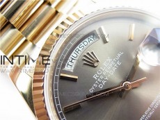 Day-Date 36 128239 RG BP Best Edition Gray Sticks Markers Dial on RG President Bracelet