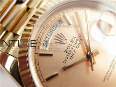 Day-Date 36 128239 RG BP Best Edition Pink Gold Sticks Markers Dial on RG President Bracelet