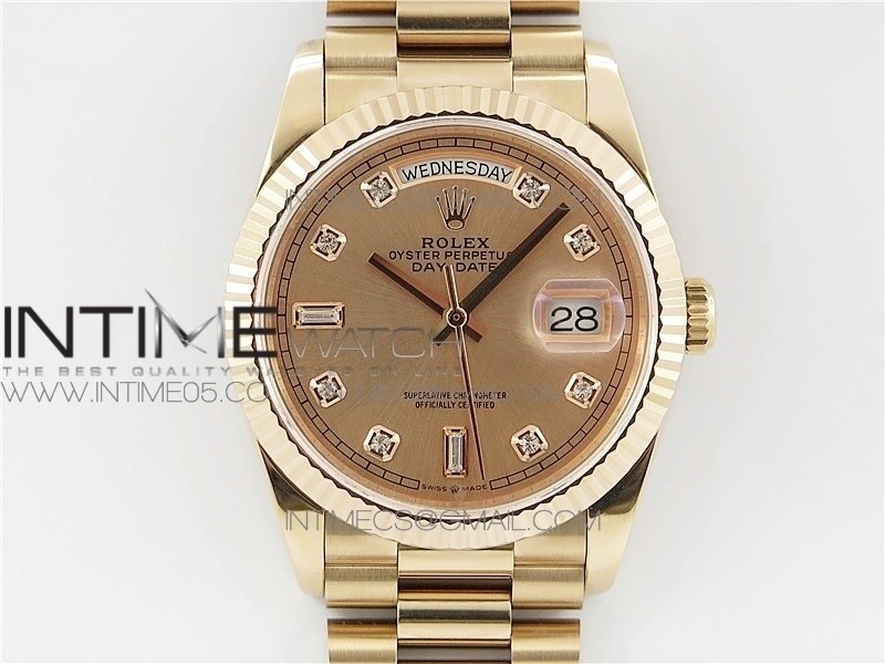 Day-Date 36 128239 RG BP Best Edition Pink Gold Crystal Markers Dial on RG President Bracelet A2836